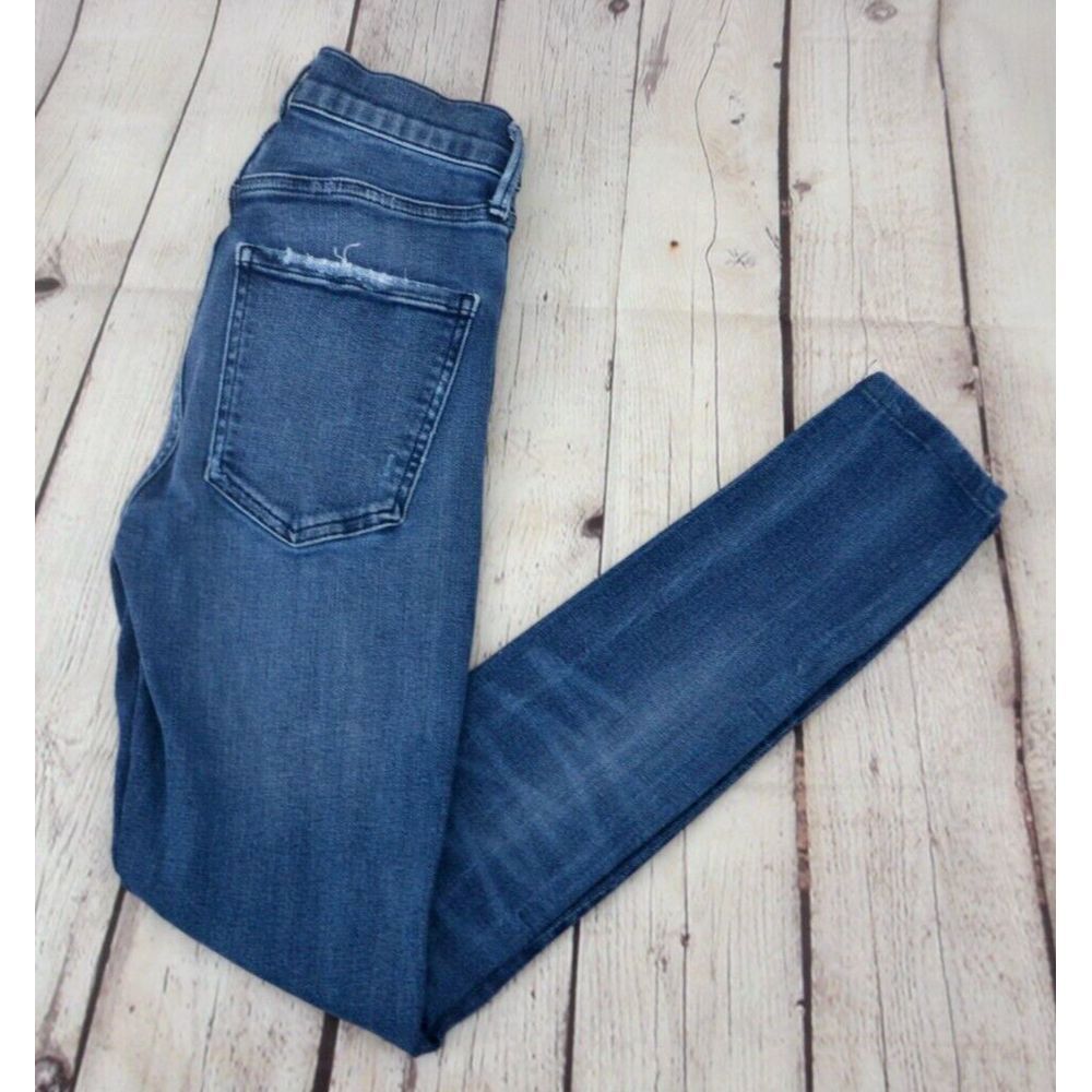 AGOLDE Women's Sophie High Rise Skinny Jeans SIZE 25 Dark Distressed